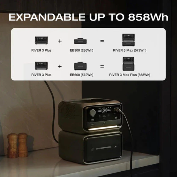 EcoFlow River 3 Max PLUS - Estação De Energia Portátil 600W / 858Wh